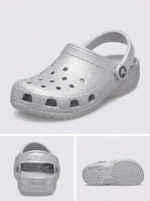 Crocs Classic Children's Clogs, Stylish And Versatile, Suitable For Home, Garden, And Summer Wear. Item Number 206993-0IC - Silver glitter - View 3