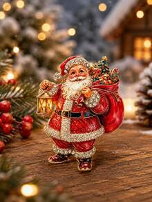 1pc Santa Claus Rhinestone Brooch, Vintage Red Lantern Gift Bag Christmas Tree Shaped Alloy Pin, Sparkling Rhinestone Holiday Clothing Accessory, Suitable For Coats, Suits, Sweaters, Scarves, Hats, Bags Decoration, Christmas Party, New Year Gathering, Winter Outfit And Holiday Gift - Multicolor - View 4