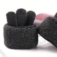 1 Pair Unisex Winter Double Layer Gloves - Warm Knitted Touchscreen Gloves, Suitable For Texting, Cycling, Work And Daily Use - Multicolor - View 5