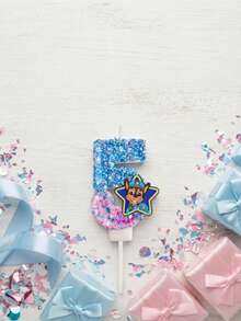 Paw Patrol 1pc Cartoon Animal Puppy Double Color Digital Candle, Commemorative Decoration For Friends' Gathering And Birthday, Scene Decoration Setup, Home Decoration, Room Decoration, Wedding, Kitchen, Squishies - View 1