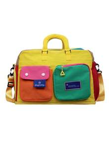 [Travel Duffel Bag] Large Capacity Expandable Stylish Color Block Travel Duffel Bag - Adjustable Shoulder Strap - Women's Weekend Overnight Tote Bag - Perfect For Short Trips, Gym, Outdoor Activities & Everyday Use - Multicolor - View 14