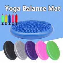 1 Set Yoga Balance Pad With Air Pump, Thickened Explosion-Proof Yoga Training Balance Pad, Non-Slip Training Balance Ball Inflatable Yoga Balance Disc With Massage Bubbles, Suitable For Home Gym And Office Use - Multicolor - View 1