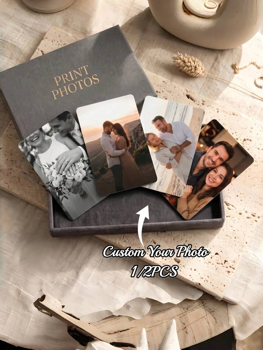 1/2pcs Customized Wallet Photo Card, Personalized Photo And Text, Suitable For Couples, Family And Friends, Romantic Customized Gift, Anniversary, Birthday, Christmas, Valentine's Day Gift For Husband, Boyfriend, Girlfriend, Wife