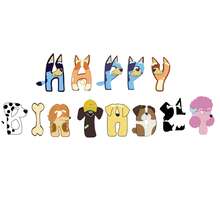 Themed Happy Birthday Banner, Cartoon Dog Letter Flag Garland, Birthday Party Hanging Banner Decor For Wall Party Supplies - View 2