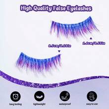 5 Pairs Colorful Eyelashes, Tapered Cartoon Style, Blue To Purple Gradient, 3D Stereoscopic Holiday Atmosphere For Christmas And Halloween - Multicolor - View 5