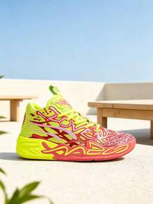 New Men's Basketball Shoes, Breathable And Comfortable Training Sports Shoes, Outdoor Breathable Athletic Shoes - Red and Yellow - View 2