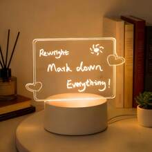 Acrylic LED Night Light With Detachable Message Board - Creative Desktop Decor, Perfect Gift For Home Or Office, Decorative Lighting, Solid Color Lighting, USB Powered, Bedroom Table Lamp - Warm white light - View 6