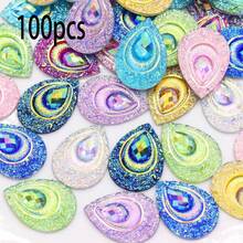 30pcs/Pack Large Teardrop Shaped Resin Peacock Tail Sequins, 18*25mm Eye-Shaped Resin Diamonds, AB Color Resin Crystals, Suitable For DIY Dance Costumes - Multicolor - View 31