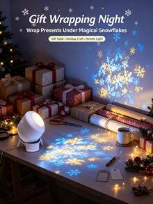 1pc LED Snowflake Projection Night Light, Dynamic Projection Lamp, USB Powered Adjustable Atmosphere Light, Suitable For Living Room And Game Room Decoration, Snowflake Theme Projection Light, Wall Rotating Decoration, 360° Rotating Dynamic Pattern Light & Shadow Decoration, Lighting, Lamp, Bedroom Lighting, Birthday, Party, Photography Lighting, Bulb, Christmas, Snowflake, Light, Projector, Suitable For Ceiling, House, Room, College, Holiday, Living Room, Bedroom, Event - Dynamic Projector Light - View 4