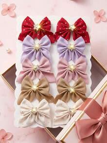 2/6/10pcs/Set Star Decor Morandi Color Bow Hair Clips, Fresh Hair Accessories - Suitable For Girls And Women, Applicable For Daily Wear, Vacation, Party, Gathering - Multicolor - View 5