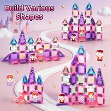 Multi-Set Magnetic Building Blocks, Space Puzzle Set With Astronaut, Princess Castle, Frozen Magnetic Building Blocks Puzzle, STEM Toys For 3+ Children, Creative Building Blocks Toys For 3, 4, 5, 6, 7, 8 Years Old Boys And Girls - Color - View 4