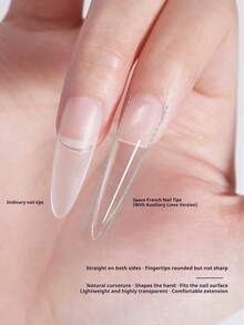 BAOSHIMAN Space French Style Press-On Nails, New Transparent Fake Nails, No Filing Required Ultra-Thin Seamless, With Scale Positioning Line, Professional Nail Salon Transparent Nail Tips - Multicolor - View 3