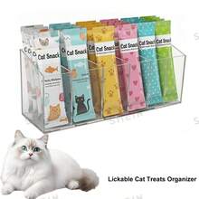 1pc Lickable Cat Treat Storage Box, Acrylic Countertop Treat Organizer, Squeeze-Type Cat Food Storage Container With Removable Dividers, Wet Cat Treat Storage Box, Suitable For Kitchen Cabinets, Pantry, Refrigerator, Multi-Functional Space-Saving Organizer - Normal - View 1