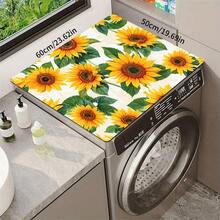 1pc Yellow Sunflower Floral Kitchen Drain Mat Table Placemat, Green Leaf Plant Print Dining Table Mat Coffee Countertop Pad, Pastoral Farmhouse Style Desktop Decor Mat, Kitchen Dining Room Home Decor Accessory - Multicolor - View 11