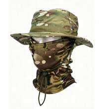 2pcs Unisex Sun Hat Bucket Hat UPF 50+ Jungle Hat + Camouflage Face Mask, Foldable, Hiking, Beach, Fishing, Summer, Hunting - Multicolor - View 11