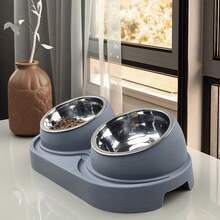 Double-Layer Pet Water Bowl, Cat And Dog Food Bowl, Two-In-One Stainless Steel Bowl, Anti-Tipping, Detachable For Easy Cleaning, Space-Saving Double-Layer Feeding Station, Suitable For Medium-Sized Pets, Sturdy Base And Rims, Stylish And Hygienic Pet Feeder. - Multicolor - View 5