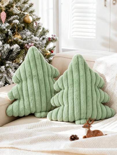 Christmas Tree Throw Pillow, Christmas Tree Decorative Pillow, Christmas Decor, Wide Striped Winter Decorative Pillow, Soft And Cute, 3D Shaped Christmas Tree Decorative Pillow, Suitable For Sofa And Bed, Suitable For Daily Use, Parties And Gatherings