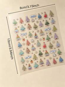 2pcs Colorful Fresh Christmas Tree Pattern Decorative Stickers With Tweezers, Self-Adhesive, Exquisite Atmosphere Stickers, Can Be Freely Assembled And Matched, Suitable For Holiday Gift Box Decoration, Shell, Phone, Laptop, Card, And Other Item Exterior Decoration - Colorful Christmas Tree - View 7