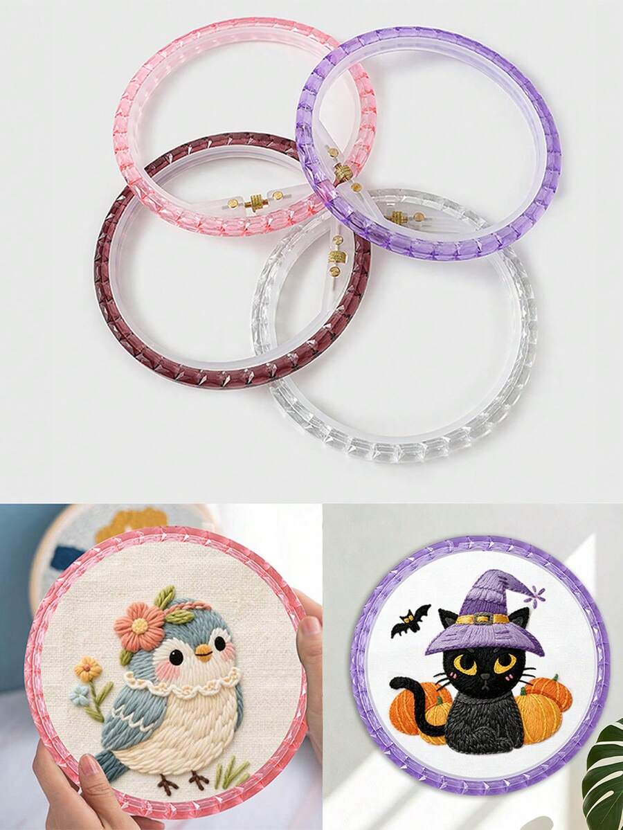 1pc Crystal Embroidery Hoop Cross Stitch Frame Acrylic Copper Screw Tight Fit For Various Patterns Suitable For Embroidery Cross Stitch Punch Needle And Other Embroidery Crafts For Wall Hanging Bedroom Living Room Study And Decor - Crystal Embroidery Hoop No. 1 - View 1
