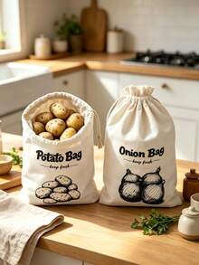 20 Reusable Onion Potato Garlic Vegetable Storage Bags, Vegetable Freshness Bags With Drawstring Closure Design, Keep Vegetables Fresh (Non-Food Contact) - Multicolor - View 2