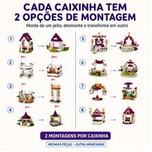Castelo Infantil Blocos de Montar 8 em 1 Mini Peças Construção Criatividade Coleção - Multicolorido - Visão 7