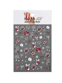 1Sheet 5D Red Apple Christmas Nail Stickers Self-Adhesive Bow Snowflake Merry Christmas Design Nail Decals Winter Holiday Xmas DIY Manicure Nail Decor - Multicolor - View 8