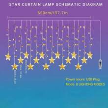 1pc LED USB Star Window Decorative Lights, Adjustable Hanging String Lights, Home Decor Lights, Suitable For Christmas Theme Events, New Year Countdown, Birthday Party, Indoor Theme Party, Indoor Decoration, Christmas, Wedding - Star - View 3
