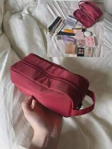 Large Capacity Double Layer Makeup Bag, Multi-Function Travel Pencil Case, Portable Waterproof Travel Cosmetic Storage Bag, Multi-Compartment Toiletry Bag, School And Travel Essentials, Back To School Christmas Gift, Bedroom Room Decor, Back To School - Single Piece - View 9