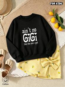 Children's Black Cartoon Printed Hoodie, Round Neck Long Sleeved, Comfortable And Breathable, Suitable For Daily Wear In Spring And Autumn - Black - View 2