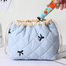 1pc Luxury Quilted Shell Makeup Bag, Portable Daily Cosmetic Storage Bag, High-End Large Capacity Cute Drawstring Pouch - Multicolor - View 18
