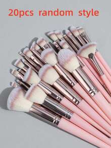 30-Piece Professional Makeup Brush Set, With Velvet Storage Bag, Soft Bristles, Easy To Carry, Includes Foundation Brush, Eyeshadow Brush, Blending Brush, - Pink - View 10