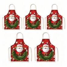 5 Packs Kids Apron With Cute Christmas Pattern Design For Girls Boys, Children Art Painting Aprons Kitchen Classroom Cooking Baking , DIY Party - Multicolor - View 13