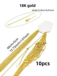 10-100pcs/set Stainless Steel O Chain & Flat Chain & Collar Chain Diy Jewelry Chain Accessories - Multicolor - View 6