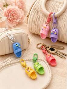 5pcs Colorful Mini Slipper-Shaped Keychains, Creative Resin Colorful Mini Clog Keychain Set, Available In Multiple Colors, Suitable For Men's And Women's Bags, Backpacks, And Keychains, A Great Gift For Girls And Ladies. - Multicolor - View 6