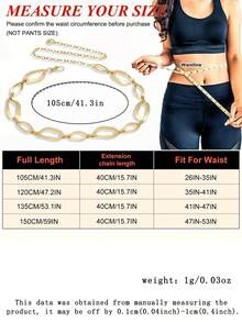 Women's Gold Waist Chain Belt, Adjustable Asymmetrical Metal Chain Body Chain, Plus Size Waterproof Non-Fading Holiday Waist Belt, Suitable For Halloween And Valentine's Day - Gold - View 7