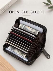 2/1 buah Dompet Kartu Kulit Imitasi Ultra Tipis dengan Kantong Koin Berresleting, Tempat Kartu Minimalis dan Ringkas, Unisex, Cocok untuk Perjalanan, Kerja, dan Penggunaan Sehari-hari/Set - MultiWarna - View 2