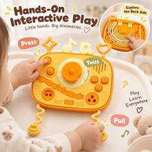 ETETOO Đồ chơi kéo cảm giác bằng silicone cho bé, bảng hoạt động phát triển sớm tương tác với nút bấm, vòng xoay, dây kéo và bề mặt vân chạm - Nhiều màu - Xem 8