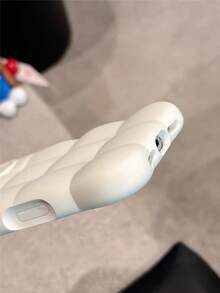 純色啞光 3D 泡泡方格手機殼，軟矽膠防震防摔緩衝保護套，防指紋防滑手機殼，適用於 iPhone 13 14 15 16 17、 18、 Pro、 Pro Max - 白色 - 查看 4