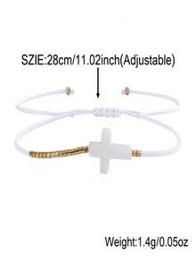 1PC Casual Style Cross Pendant Bracelet, Adjustable Bracelet, Baptism Gift, Birthday Gift - Multicolor - View 5