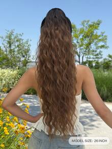HEYPINK Clip-In Ponytail Hair Extensions, Gradient Color, 26 Inch Long, Water Wave, Heat-Resistant Synthetic Fiber Hair Pieces, Suitable For Women And Girls, Party And Daily Wear - Ombre - View 8