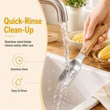 1/2pcs Wooden Handle Corn Stripper Tool, Stainless Steel Corn Kernel Remover With Riveted Handle, Manual Corn Peeler & Cob Scraper For Fresh Corn, Kitchen Cooking Tool - Multicolor - View 8
