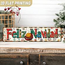 2D Flat, 1pc, Classic Merry Christmas Metal Sign, Christmas Theme Wall Decor, Suitable For Christmas Decoration, Home, Farmhouse, Living Room, Kitchen, Decorative Sign, Size 3.9x15.7 Inches (Random Style) - A - View 1