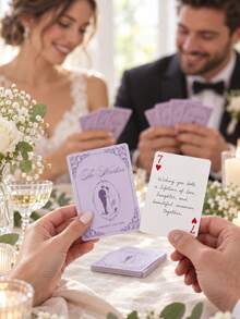 1pc Personalized Custom Wedding Poker Cards,Custom Names Date Vintage Couple Sketch Playing Cards,Wedding Favor Souvenir Gift,Wedding Table Decoration - Multicolor - View 8