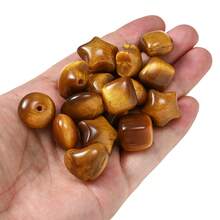 10pcs Vintage Brown Gilded Flowing Pattern Beads, Faux Tiger Eye Gold Powder Resin Spacer Beads, Heart Star Square Flat Beads For DIY Handmade Jewelry Accessories - Light Brown - View 3