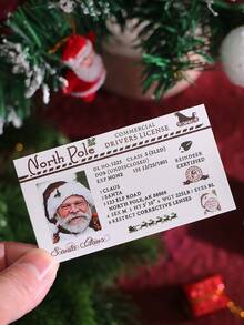 4 Styles Santa Claus Sleigh Driver's License Cards, Vintage ID Layout, Printed With Santa Claus Portrait And North Pole Reindeer Text, American Retro Fun Style Suitable For Winter Christmas, Can Be Used As Surprise Props For Christmas Gift Box Matching, Family Party, Holiday Interactive Cards - Multicolor - View 10