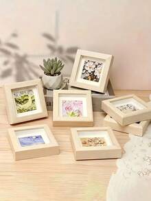 5/3/1pc DIY Wooden Photo Frame Handmade Kit, Creative Clay Painted Decorative Photo Frame, Minimalist Wooden Style, Suitable For Home Decor, Handmade Gifts, Craft Projects And Photo Display, Customizable - A - View 1