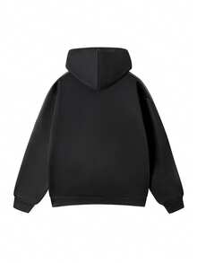 Men's Autumn/Winter Casual Fashion Outdoor Thermal Lined Hooded Sweatshirt & Thermal Lined Sweatpants Set - Black - View 3