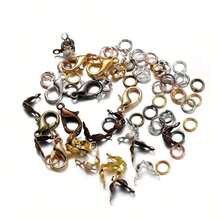 80pcs Lobster Clasp/Bag Clasp/Jump Ring Combination Set, Includes 20pcs Lobster Clasp, 20pcs Bag Clasp And 40pcs Jump Ring, Suitable For Jewelry Making, Beading, Spacer Connector, Necklace Closure - Lobster Clasp & Button & Jump Ring - View 4