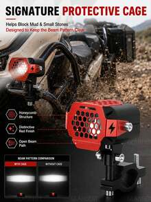 GLANBERT Ultra Bright Motorcycle LED Spot Lights, Dual Color White ...