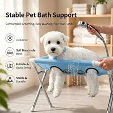 Foldable Pet Grooming Table, Quick-Dry Breathable 8-Hole Mesh Bathing Station, Non-Slip Frame, For Dogs And Cats, Multi-Function Showering, Nail Trimming, Blow-Drying, Pet Grooming Hammock, Professional Grooming Shop Use, Pet Hammock Window Perch - View 9